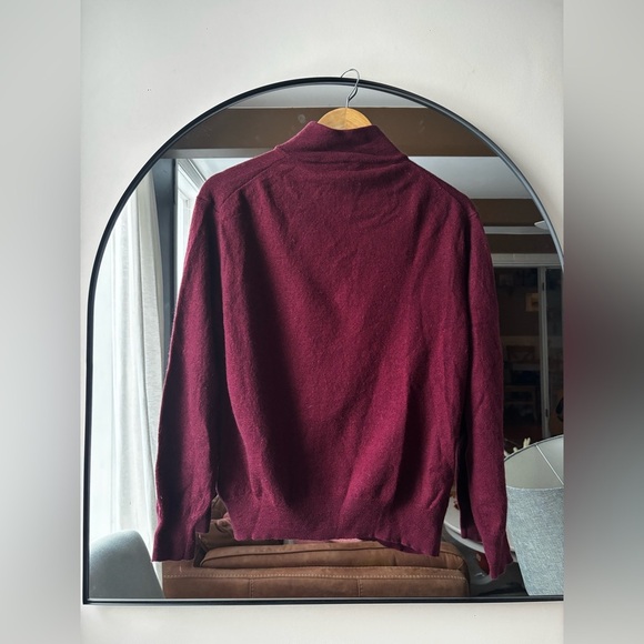 Jos. A. bank. | mens italian wool burgundy quarter zip | side large - Picture 4 of 6
